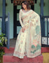 Vasthrlay Womens Printed Unstitched Light Green Saree