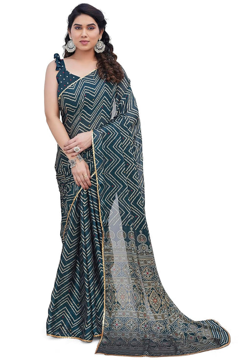 Vasthrlay Fashion Chiffon Chevron Printed Ethnic Wear