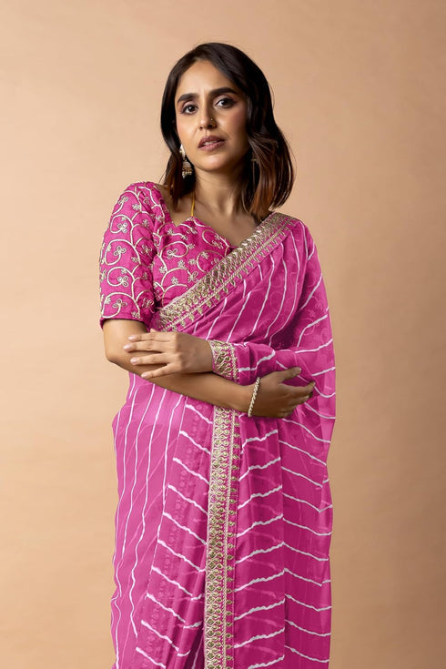 Vasthrlay Fashion Georgette Leheriya Printed Ethnic Wear