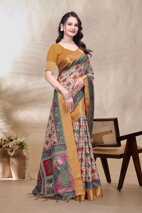 Vasthrlay Kanjivaram Unstitched Saree