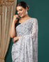 Vasthrlay Georgette Bandhani Unstitched White Saree