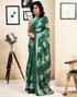 Vasthrlay Womens Printed Unstitched Dark Green Saree