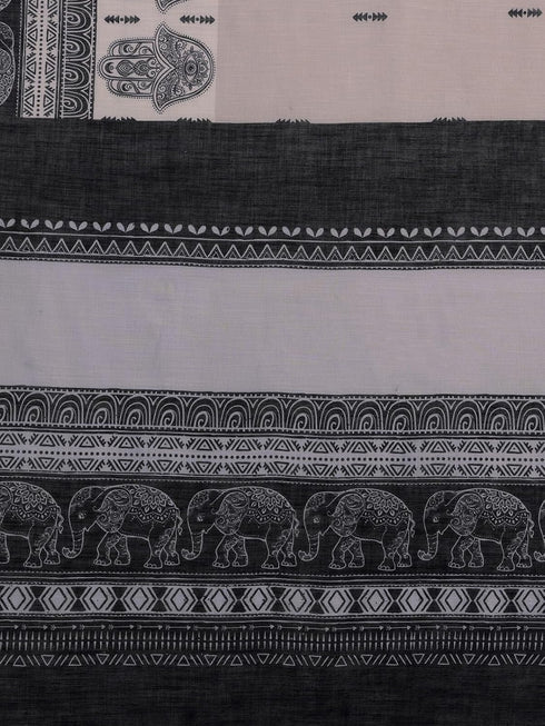 Vasthrlay Weaving Printed Beige Saree