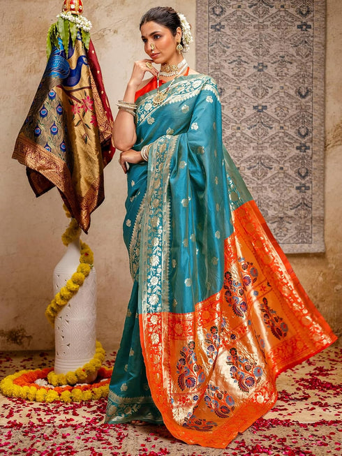 Vasthrlay Weaving Paithani Black Saree