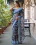 Vasthrlay Chiffon Blouse Grey | Black | Multi Saree With Unstitched Blouse Piece