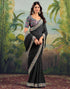 Vasthrlay Georgette Embroidery Black Saree With Multicolour Unstitched Blouse Piece