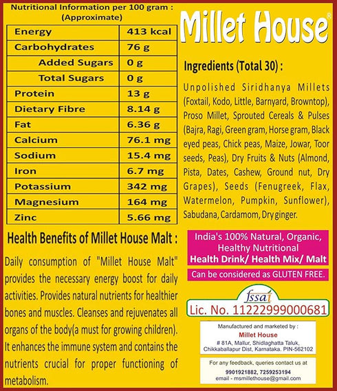 Millet House Sprouted Siridhanya Millets Malt