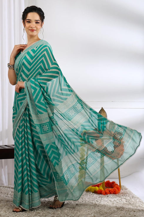 Vasthrlay Fashion Georgette Leheriya Turquoise Ethnic Wear