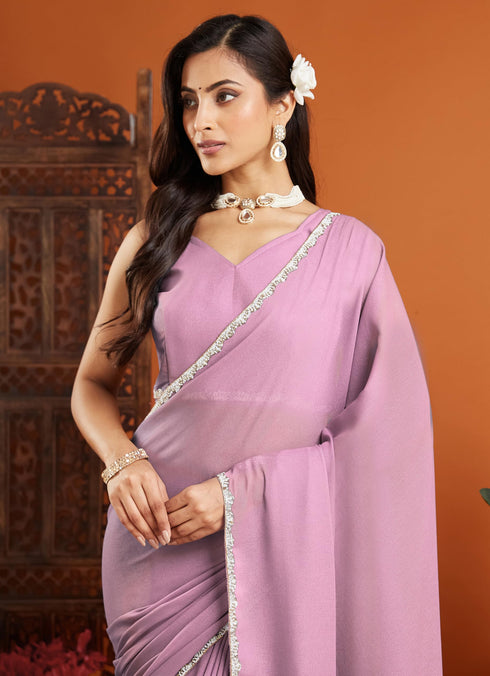 Vasthrlay Maroon Georgette Border Unstitched Saree