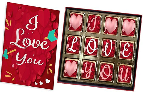 redbakers.in I Love You 12 Chocolate Gift Box & Greeting card