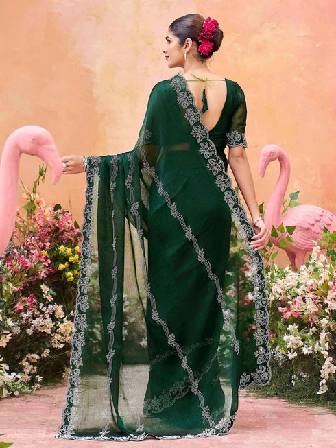 Vasthrlay Shimmer Chiffon Unstitched Maroon Saree