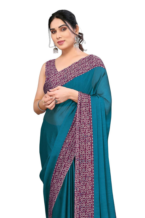 Vasthrlay Fashion Chiffon Georgette Teal Ethnic Wear