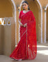 Vasthrlay Georgette Bandhani Unstitched Maroon Saree