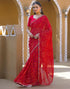Vasthrlay Georgette Bandhani Maroon Saree With Unstitched Blouse Piece