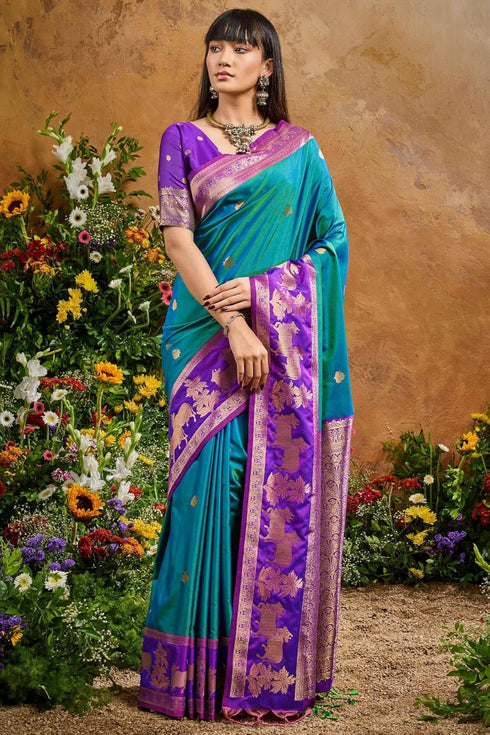 Vasthrlay Kanjivaram Unstitched Jacquard Stylish Saree
