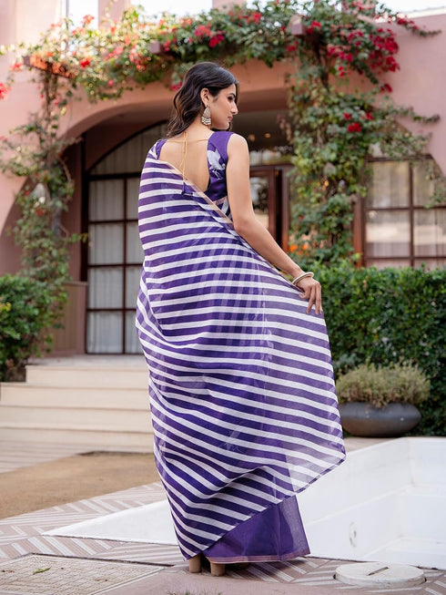 Vasthrlay Womens Printed Unstitched Dusty Pink Saree
