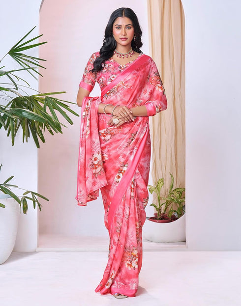 Vasthrlay Georgette Printed Unstitched Multicolor Saree