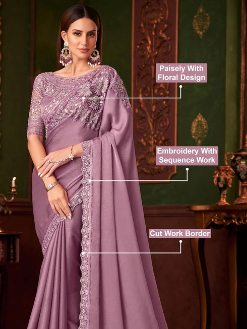 Vasthrlay Embroidery Unstitched Purple Ethnic Wear