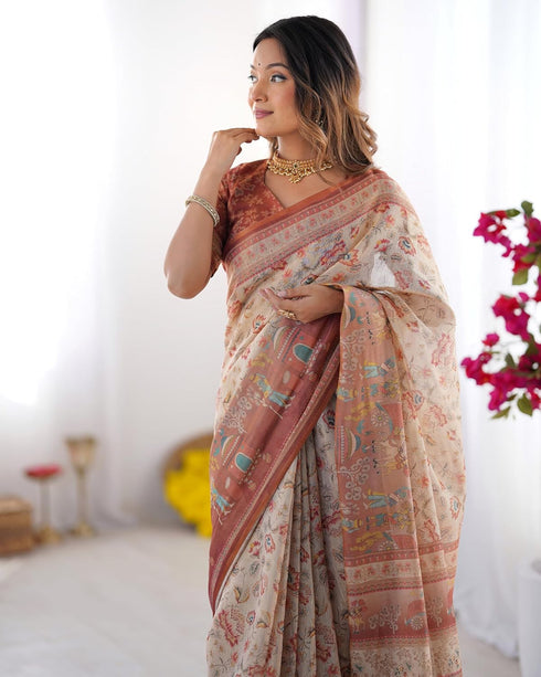 Vasthrlay Handloom Geometric Tassels Saree