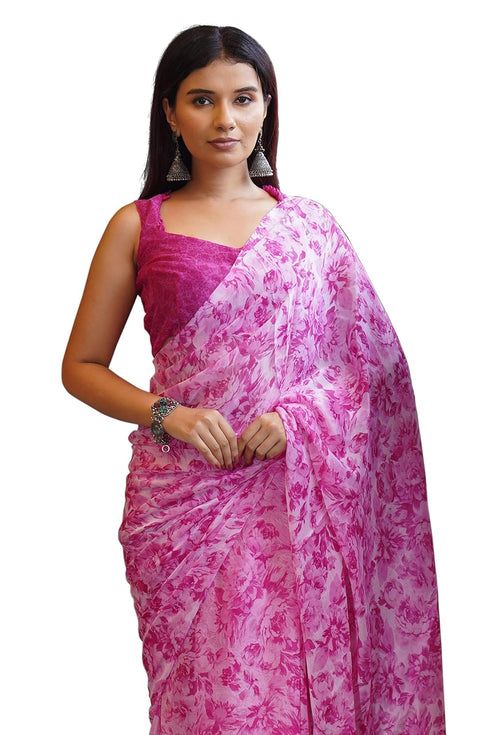 Vasthrlay Fashion Chiffon Georgette Coral Ethnic Wear