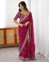 Vasthrlay Georgette Bandhani Purple Saree With Unstitched Blouse Piece