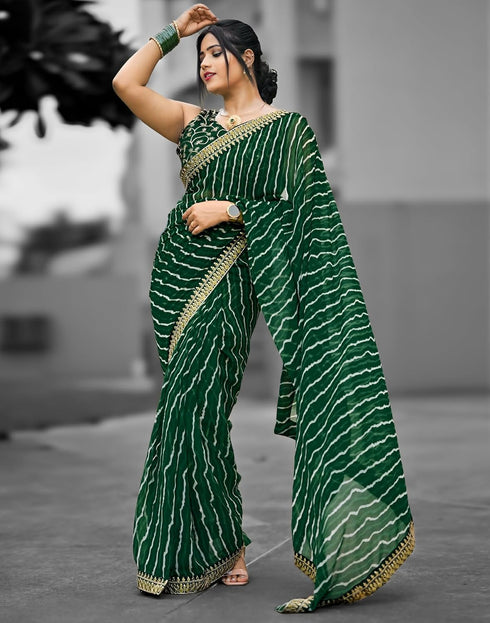 Vasthrlay Georgette Leheriya Unstitched Blue Saree