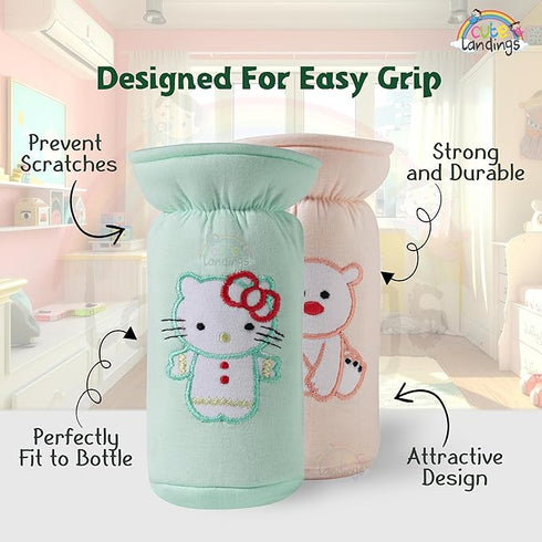 Cute landings Soft Cotton Baby Feeding Bottle Cover with Steel Feeding Bottle