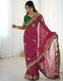 Vasthrlay Georgette Embroidery Pink1 Saree With Unstitched Blouse Piece