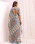 Vasthrlay Womens Cotton Unstitched Teal Saree