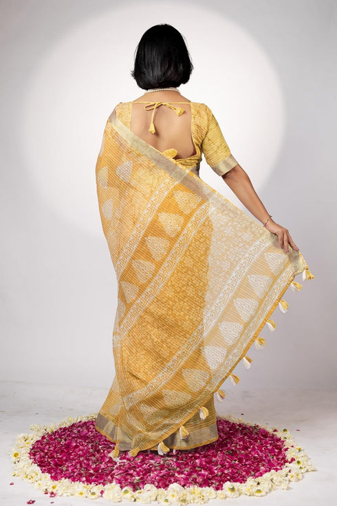 Vasthrlay Fashion Printed Mustard Ethnic Wear