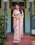 Vasthrlay Handwoven Printed Tasselled Saree