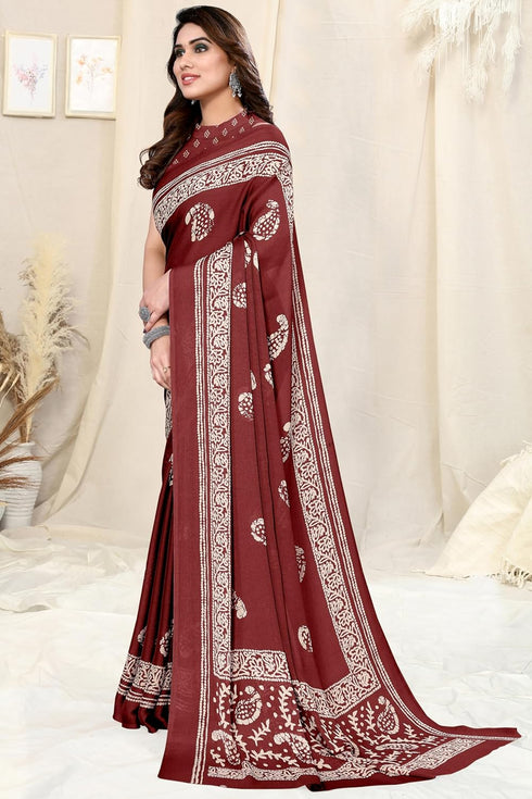 Vasthrlay Fashion Chiffon Printed Grey Ethnic Wear