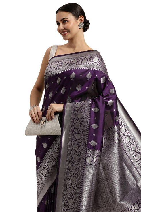 Vasthrlay Silver Banarasi Saree