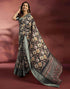 Vasthrlay Banglori Printed Black Saree With Unstitched Blouse Piece
