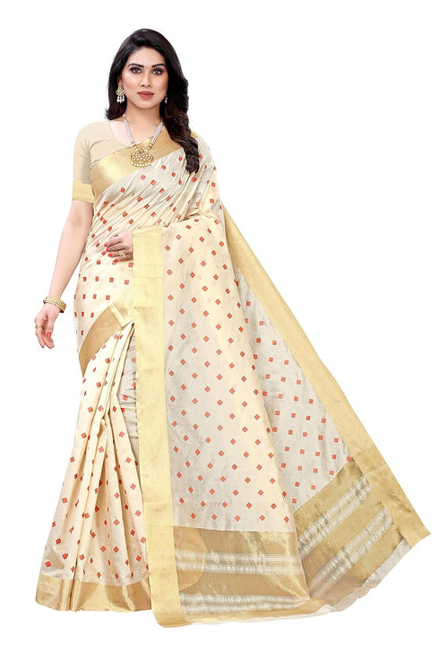 Vasthrlay Kerala Crismistmas Free Size Off White Ethnic Wear