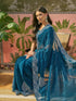Vasthrlay Shimmer Scalloped Navy Navy Blue Saree