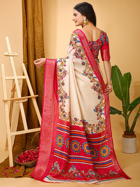 Vasthrlay Kalamkari Printed Unstitched Cm Ethnic Wear