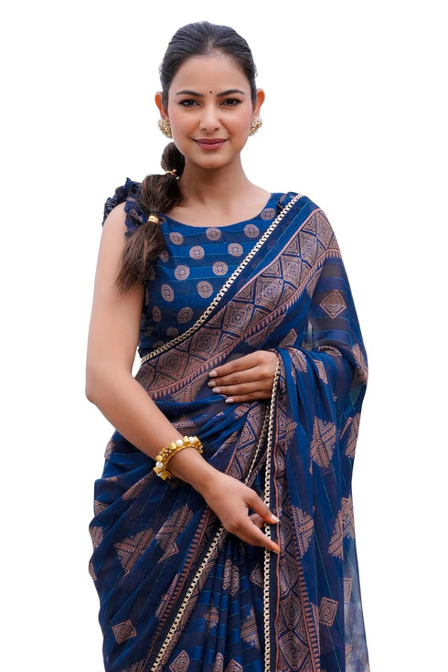 Vasthrlay Fashion Georgette Geometric Printed Ethnic Wear
