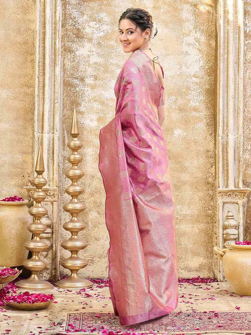 Vasthrlay Banarasi Weaving Mint Saree