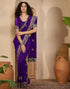 Vasthrlay Embroidery Scalloped Unstitched Maroon Saree