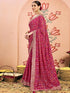 Vasthrlay Georgette Embroidery Purple Saree With Dark Purple Unstitched Blouse Piece