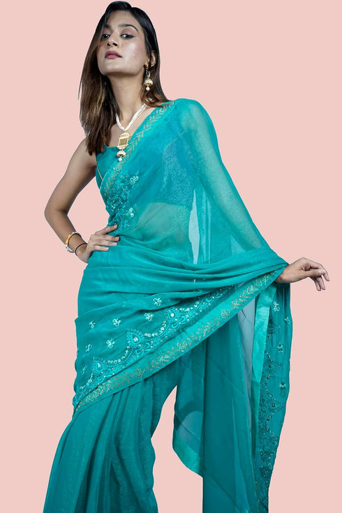Vasthrlay Embroidered Shimmer Ethnic Wear