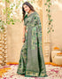 Vasthrlay Womens Weaving Pista Green | Green | Gold Saree With Unstitched Blouse Piece