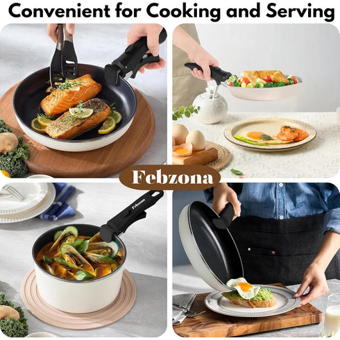 Febzona Universal Detachable Pot Handle | Clip-On Holder for Hot Cookware