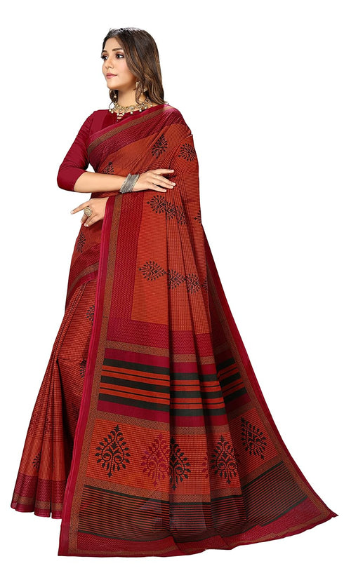 Vasthrlay Cotton Printed Green Saree