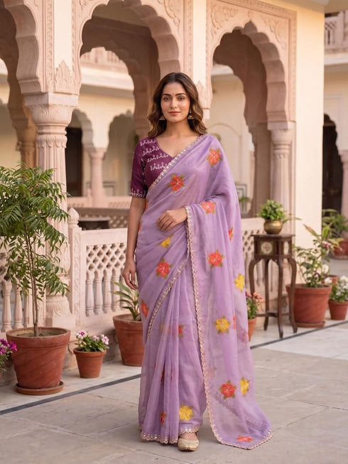Vasthrlay Handcrafted Embroidered Contrast