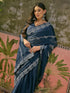 Vasthrlay Shimmer Scalloped Unstitched Navy Blue Saree