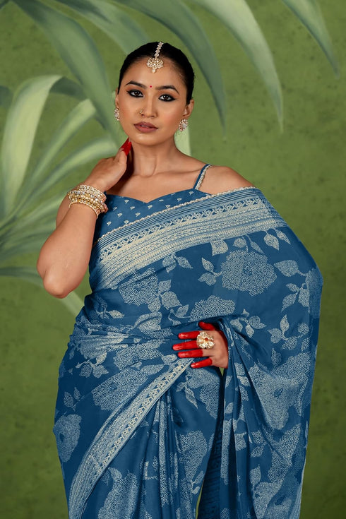 Vasthrlay Fashion Chiffon Georgette Green Ethnic Wear