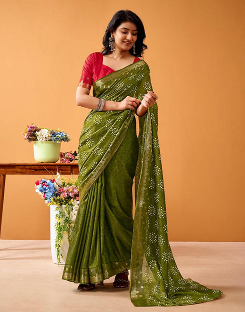 Vasthrlay Weaving Printed Unstitched Maroon Saree
