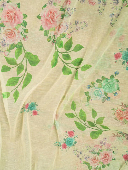 Vasthrlay Digital Printed Unstitched Pink Saree